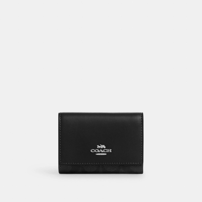 Shop Coach Micro Wallet In Signature Canvas In Black
