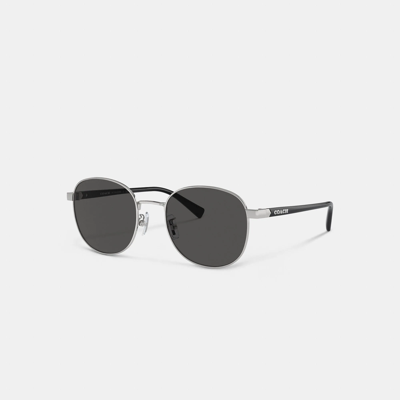 Shop Coach Metal Round Sunglasses In Silver