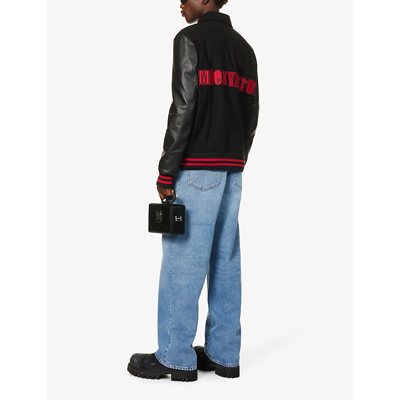 Shop Alyx 1017  9sm Men's Black Branded-appliqué Wool-blend Jacket