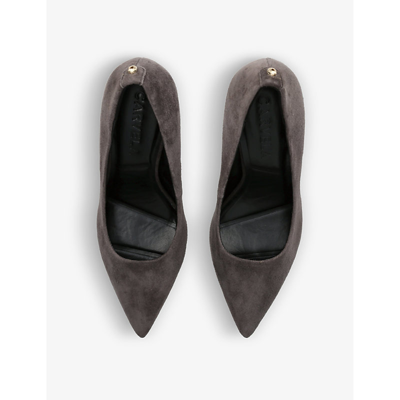 Shop Carvela Women's Grey Classique Suede Heeled Court Shoes