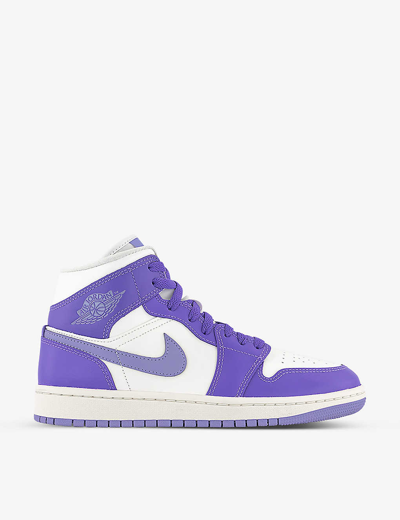 Shop Jordan Womens Action Grape Sky Light P Air 1 Mid Chunky- Sole Leather Mid-top Trainers In Purple