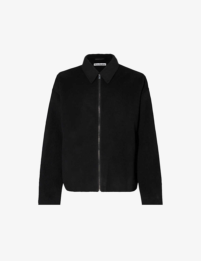 Shop Acne Studios Doverio Brushed-texture Wool Jacket In Black