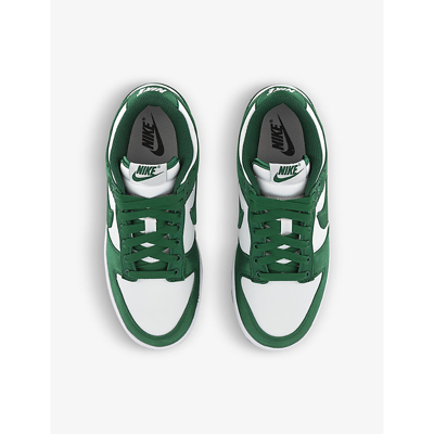 Shop Nike Womens White Team Green Dunk Low Contrast-panel Leather Low-top Trainers