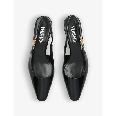 Versace Womens Black Medusa 40 Patent-leather Slingback Courts Eur 37 / 4 Uk In Black