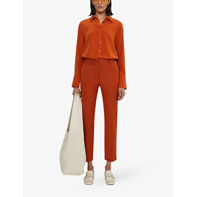 Joseph Coleman Cropped High-rise Gabardine Pants In Cinnamon