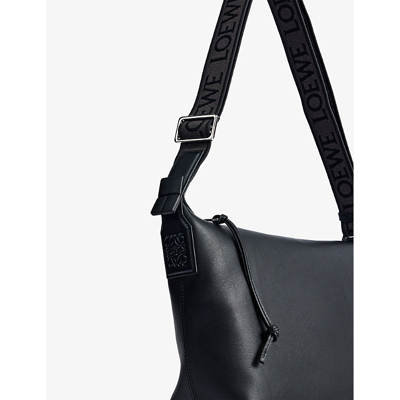 Shop Loewe Black Cubi Anagram-embossed Leather Shoulder Bag