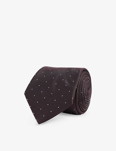 Shop Reiss Liam Polka-dot Woven Tie In Burgundy