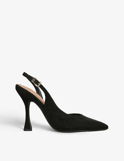 Kg Kurt Geiger Womens Black Aria Logo-badge Faux-suede Heeled Sandals In Black