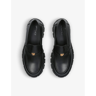 Shop Versace Chunky-sole Leather Loafers In Black