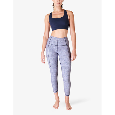 Shop Sweaty Betty Women's Purple Textural Mist Super Soft 7/8 High-rise Stretch-woven Yoga Leggings
