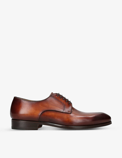 Shop Magnanni Brown Contemporary Leather Derby Shoes