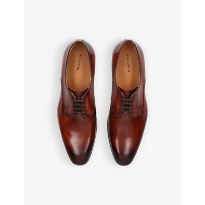 Shop Magnanni Contemporary Leather Derby Shoes In Brown