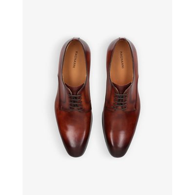 Shop Magnanni Brown Contemporary Leather Derby Shoes