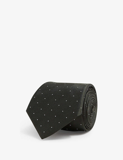 Shop Reiss Men's Dark Green Liam Polka-dot Woven Tie