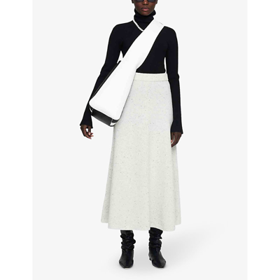Shop Joseph Women's Ivory Mid-rise A-line Merino-wool Tweed Midi Skirt