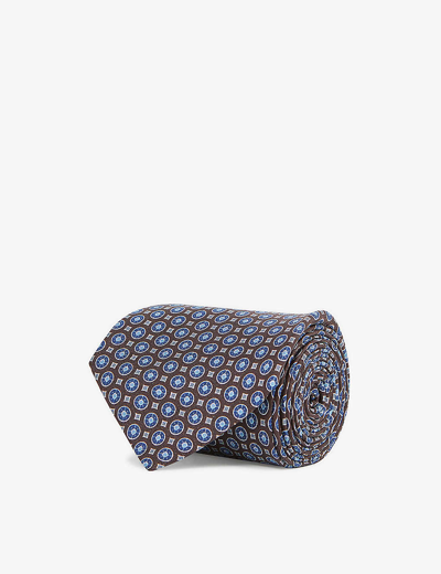 Shop Reiss Men's Brown Erasmo Medallion-pattern Silk Tie In Chocolate