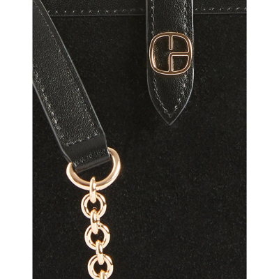 Shop Claudie Pierlot Womens Noir / Gris Chain-strap Suede-leather Shoulder Bag 1 Size