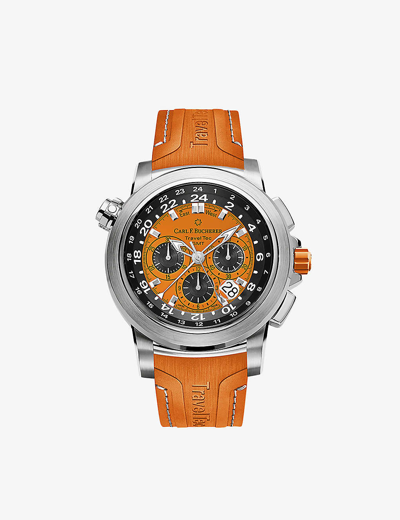 Shop Carl F Bucherer Men's Orange 00.10620.08.93.03 Patravi Traveltec Gmt Stainless-steel Automatic Watch