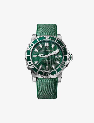 Shop Carl F Bucherer Mens Green 00.10632.23.93.01 Patravi Scubatec Stainless-steel Automatic Watch