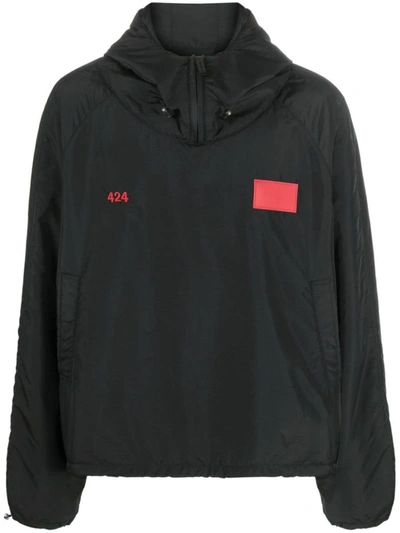 Shop 424 Logo Hooded Jacket In Black
