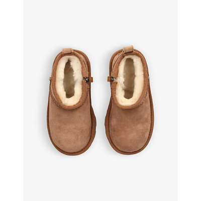 Ugg Classic Ultra Mini Sheepskin Ankle Boots 2-7 Yea In Brown