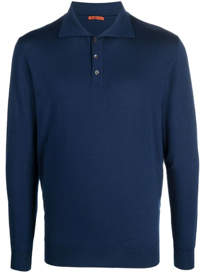 Shop Barena Venezia Barena Merino Wool Polo Shirt In Blue
