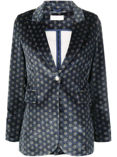 Shop Circolo 1901 Single-breasted Printed Cotton Jacket In Blue