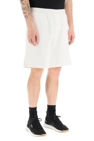 Shop Emporio Armani Jersey Bermuda Shorts In White