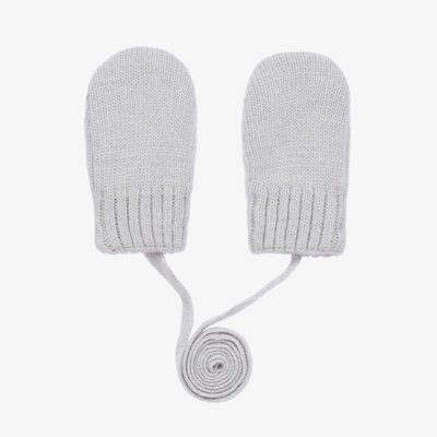 Shop Jamiks Grey Wool & Cashmere-knit Baby Mittens