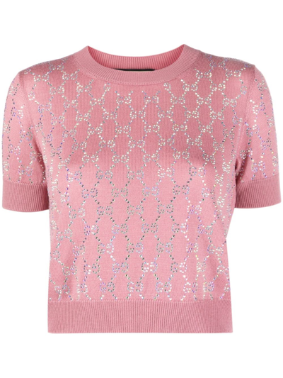 Shop Gucci Short Sleeve Crew-neck Top In Pink