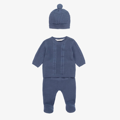 Shop Mayoral Blue Cotton Knit 2 Piece Babygrow Set