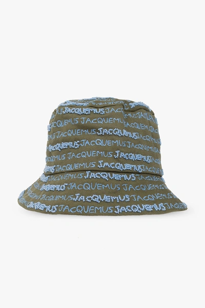 Shop Jacquemus Green ‘bordado' Bucket Hat In New