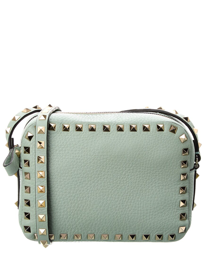 Shop Valentino Rockstud Grainy Leather Camera Bag In Green
