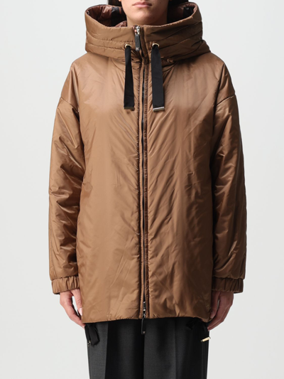 Shop Max Mara The Cube Reversible Jacket In Printed Water-repellent Nylon In Camel