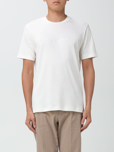 Shop Giorgio Armani Cotton T-shirt With Embroidery In White