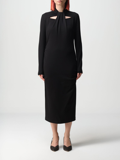 Shop Giorgio Armani Dress In Stretch Viscose Blend In Black