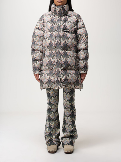 Shop Etro Down Jacket In Nylon With Paisley Print In Beige