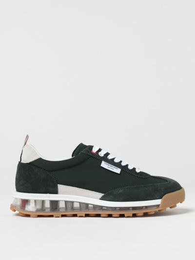 Shop Thom Browne Tech Runner Sneakers In Suede And Nylon In Green