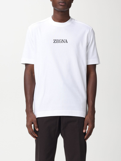 Shop Zegna Cotton T-shirt With Logo In White