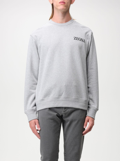 Shop Zegna Jersey Sweatshirt With Logo Print In Grey