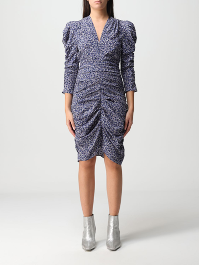 Shop Isabel Marant Dress In Stretch Silk In Blue