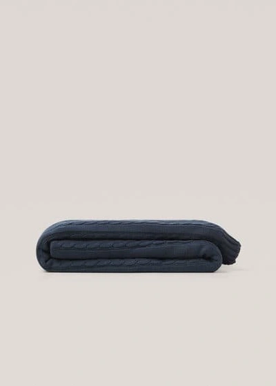 Shop Mango Home Braided-design Blanket 130x180cm Navy