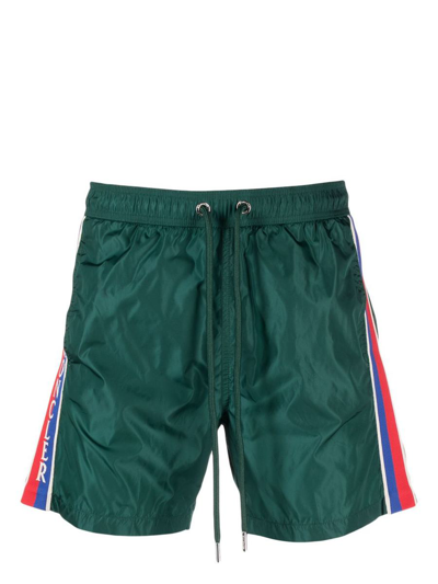 Shop Moncler Logo-patch Swim Shorts In Green