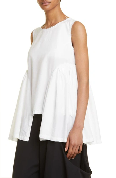 Shop Comme Des Garçons Asymmetric Sleeveless Woven Top In White