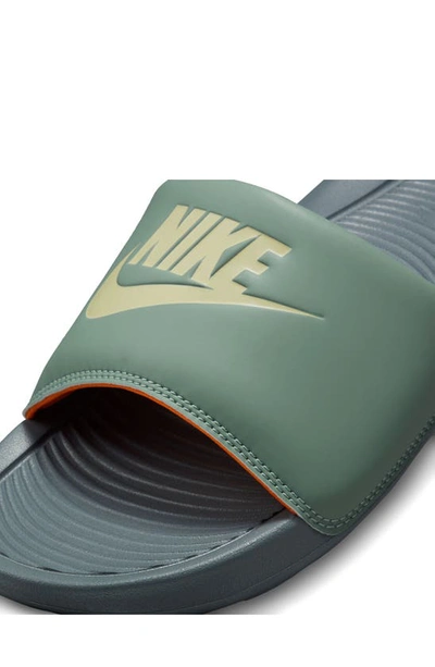Shop Nike Victori One Sport Slide In Mica Green/ Gold/ Smoke Grey