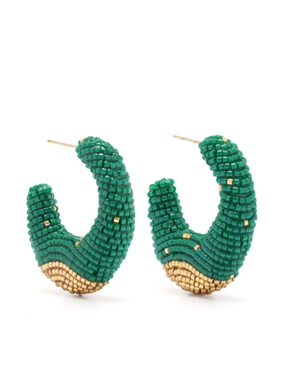 Shop Susana Vega Gold-plated Torra Beaded Hoop Earrings In Green