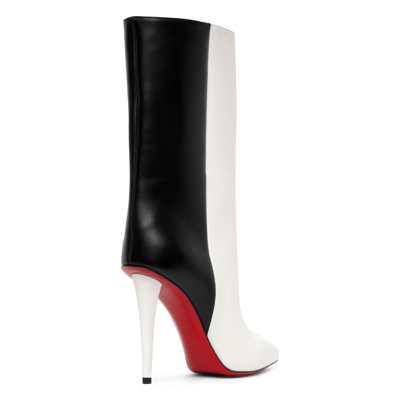 Shop Christian Louboutin Astrilarge Booty 100 Black And White Leather Boots