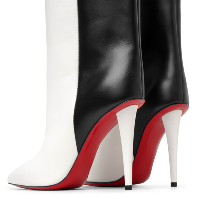 Shop Christian Louboutin Astrilarge Booty 100 Black And White Leather Boots