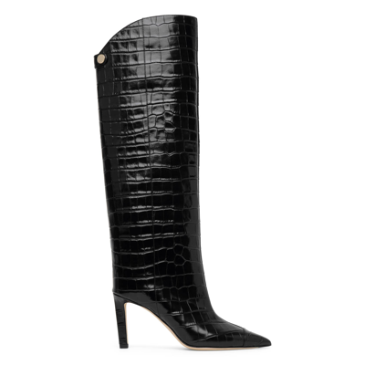 Shop Jimmy Choo Alizze 85 Embossed Leather Boots