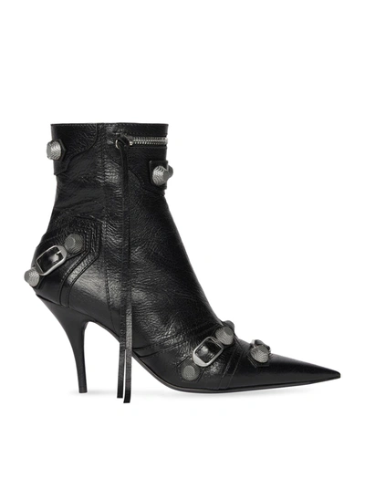 Balenciaga Cagole 50 Ankle Boots In Lamb Leather In Black